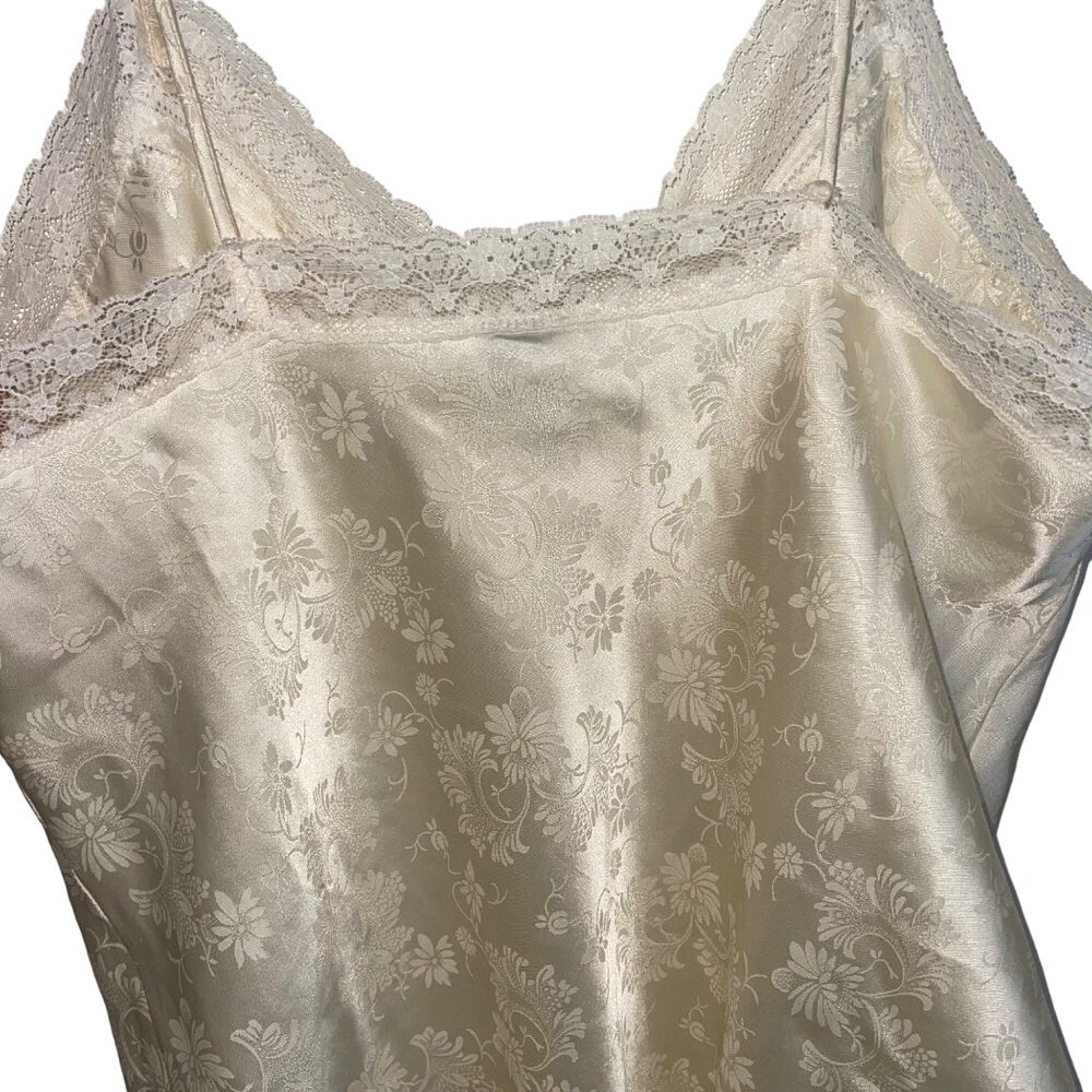 Christian Dior Vintage Womens Top Size Small Cream Camisole Embossed Satin Lace - Picture 6 of 9